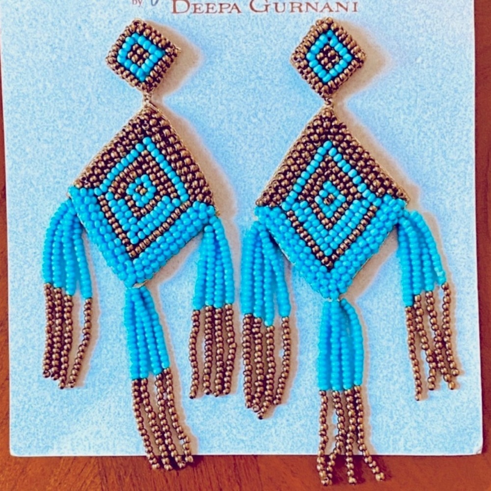 NWT Anthropologie Deepa Beaded Diamond Chandeliers - Picture 1 of 14